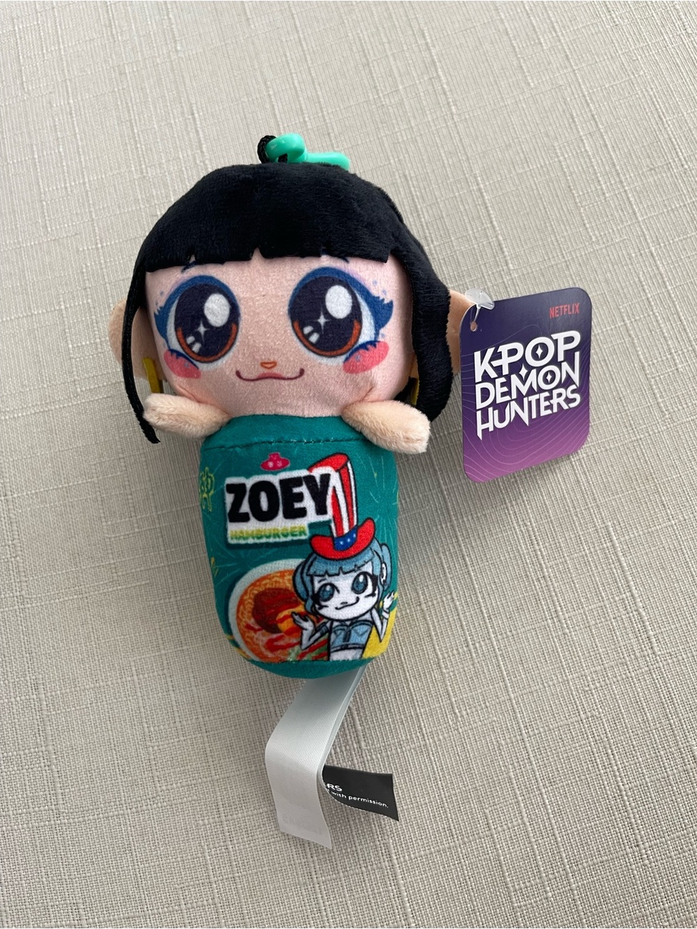 Netflix K-Pop Demon Hunters Zoey Plush Toy keychain - Teal & Black